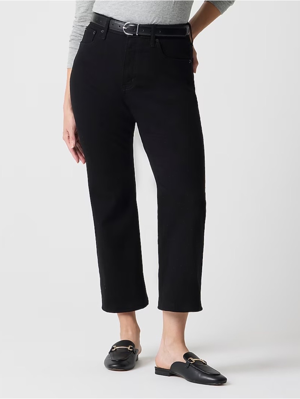 J.Crew Factory Curvy Wide-Leg Cropped Jean in Black Size 27